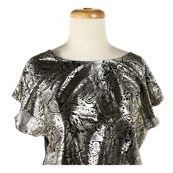 Vintage Cocktail Dress - Lady Ronte - Disco Sparkle Silver on Black - S -Hey Viv - Picture 3 of 6